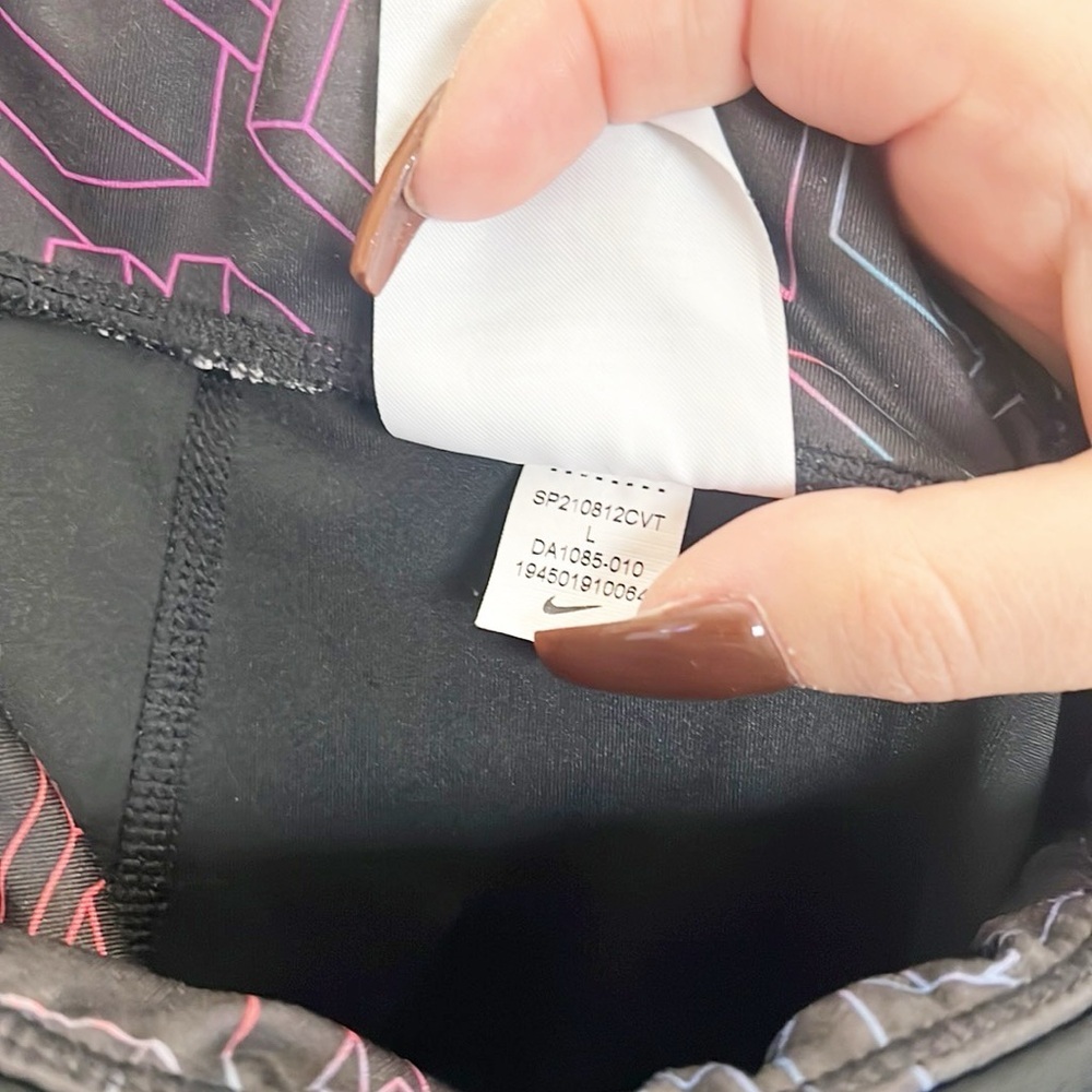 Nike Black Colorful Letter Girls Dri-Fit Tight Fit Colorblock Spell Out Leggings - Picture 11 of 11